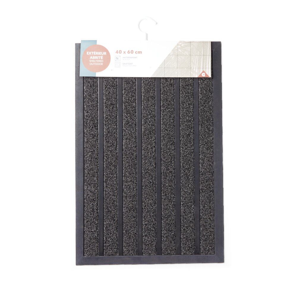 Tapis extérieur abrité antidérapant noir 40x60cm