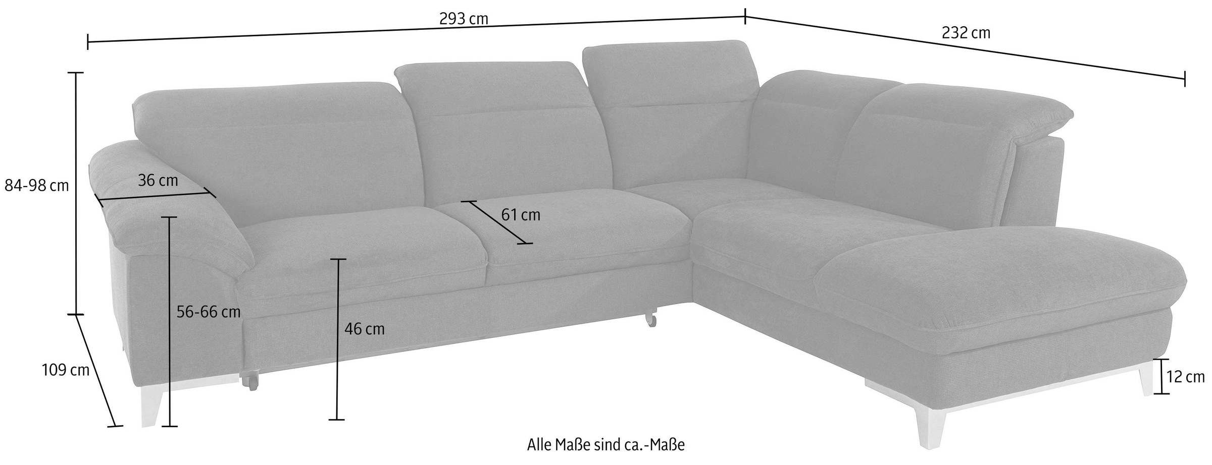 COTTA Polstergarnitur »Teresa L-Form« Set,  Set bestehend aus: Ecksofa mit Kopfteilverstellung & Hocker