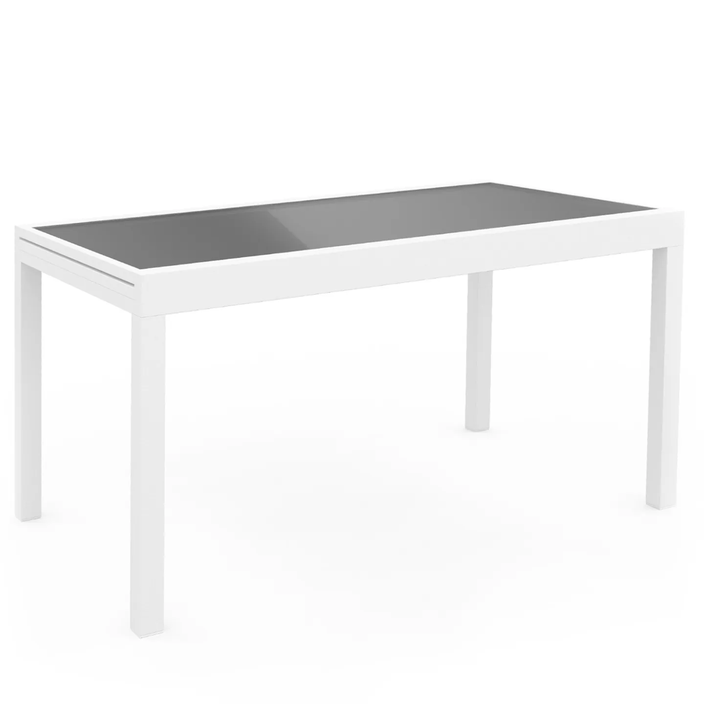 Salon de jardin MADRID table extensible 135-270 CM et 12 chaises empilables blanc et gris