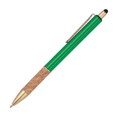 Macma Touchpen Metall-Kugelschreiber mit Korkgriffzone / Farbe: grün