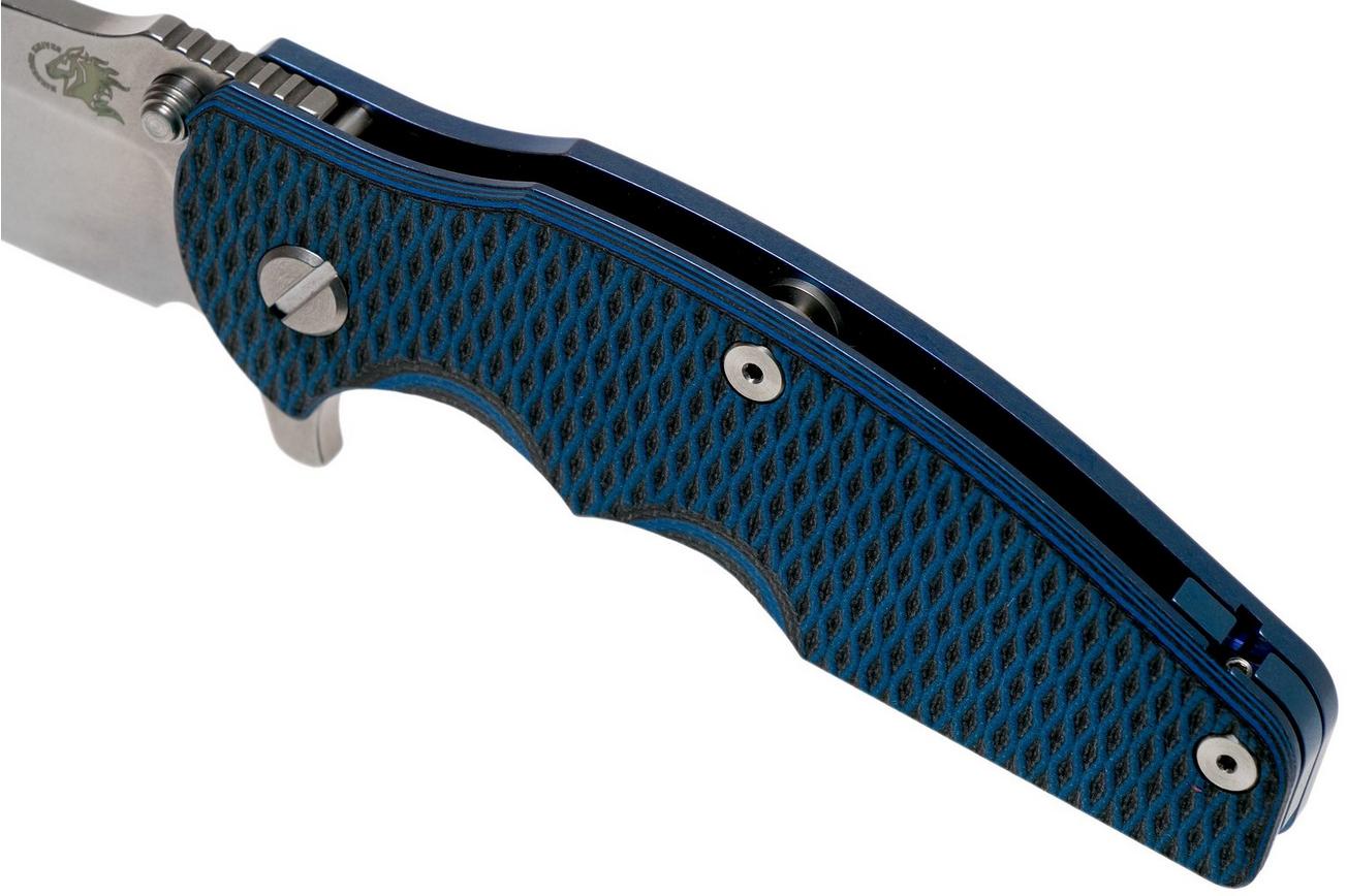 Rick Hinderer Jurassic Spearpoint 20CV Stonewash Blue, Blue-Black G10 zakmes