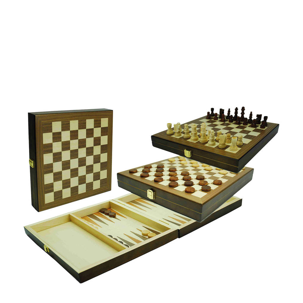 schaak, dam en backgammon set Schaak, dam en backgammon set