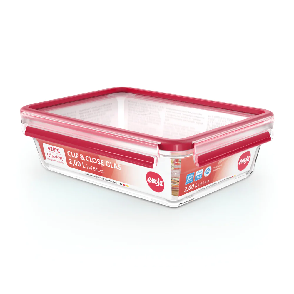 Boite clip&close verre rectangulaire 2L Emsa