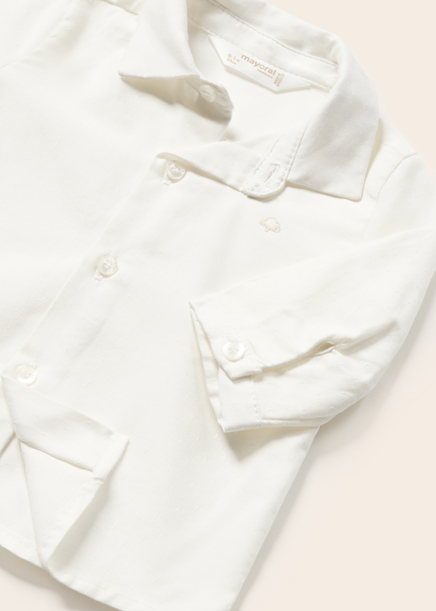 Camisa de algodão de manga comprida com laço para recém-nascido