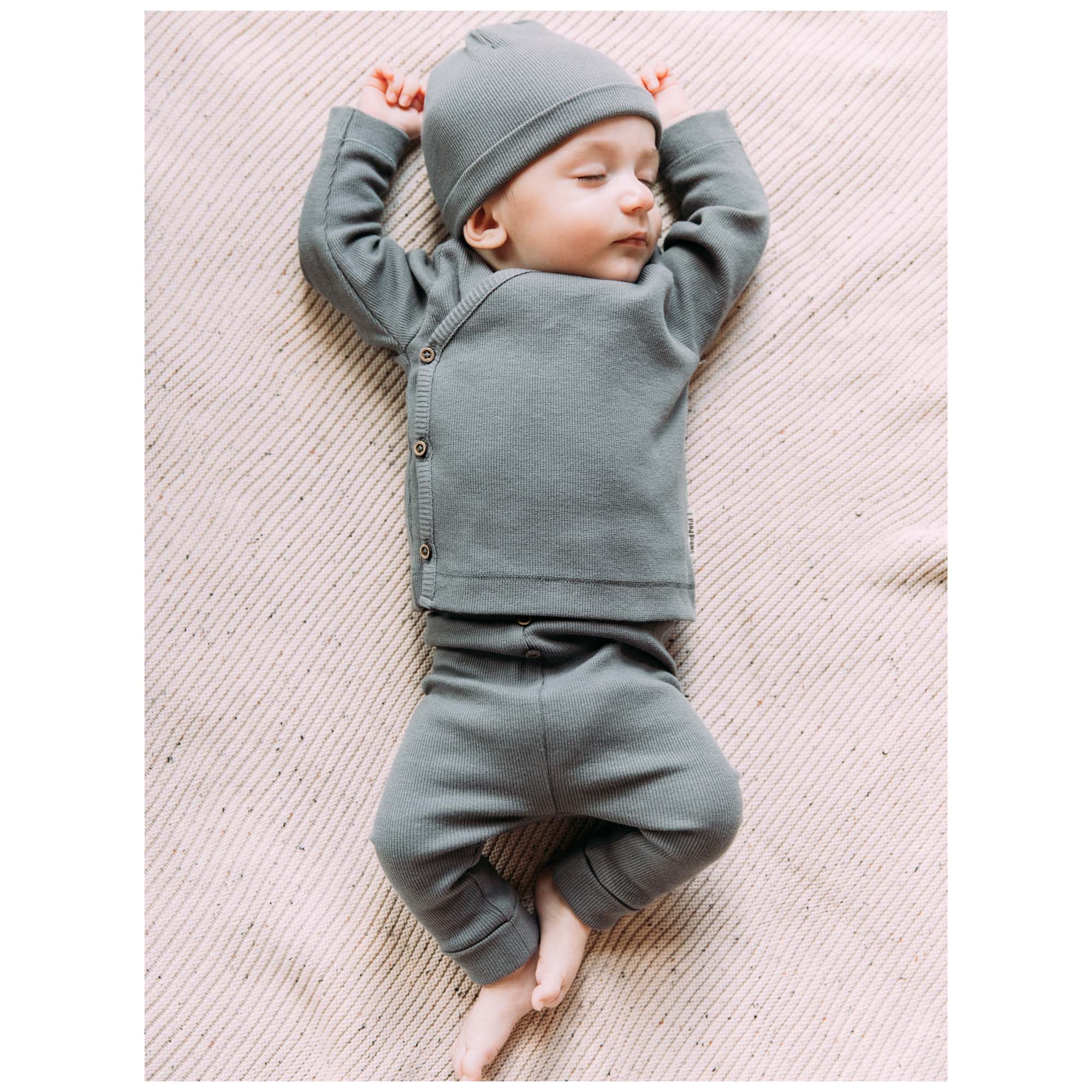 Sweet Petit Mini broek rib  effen grijs