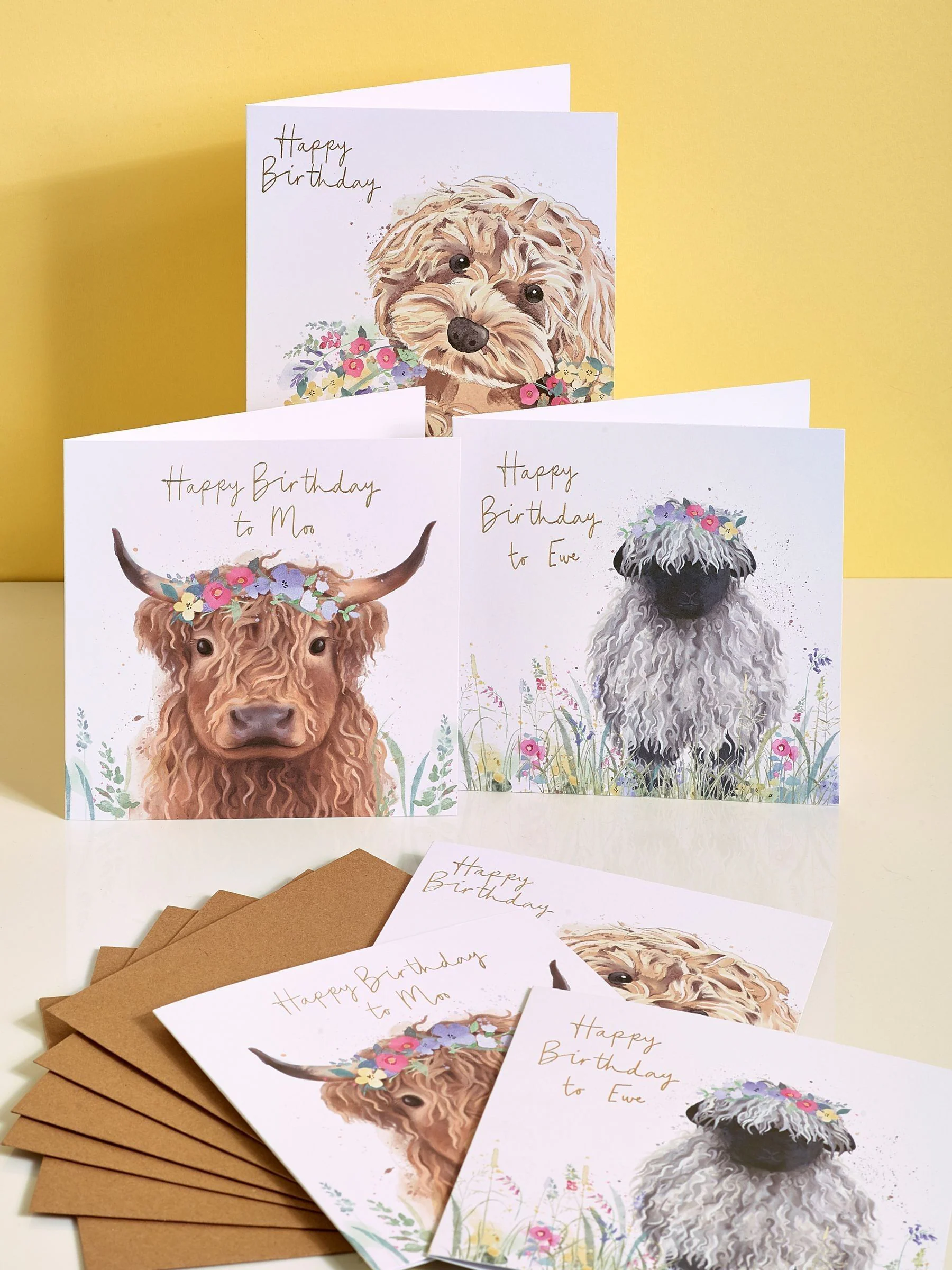 Set van 6 verjaardagskaartjes met leuke dieren