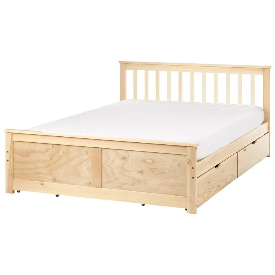 OLENDON - Bed met 4 lades - Lichtbruin - 140 x 200 cm - Dennenhout