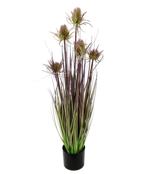 I.GE.A. Kunstpflanze Gras-Busch mit Distel im