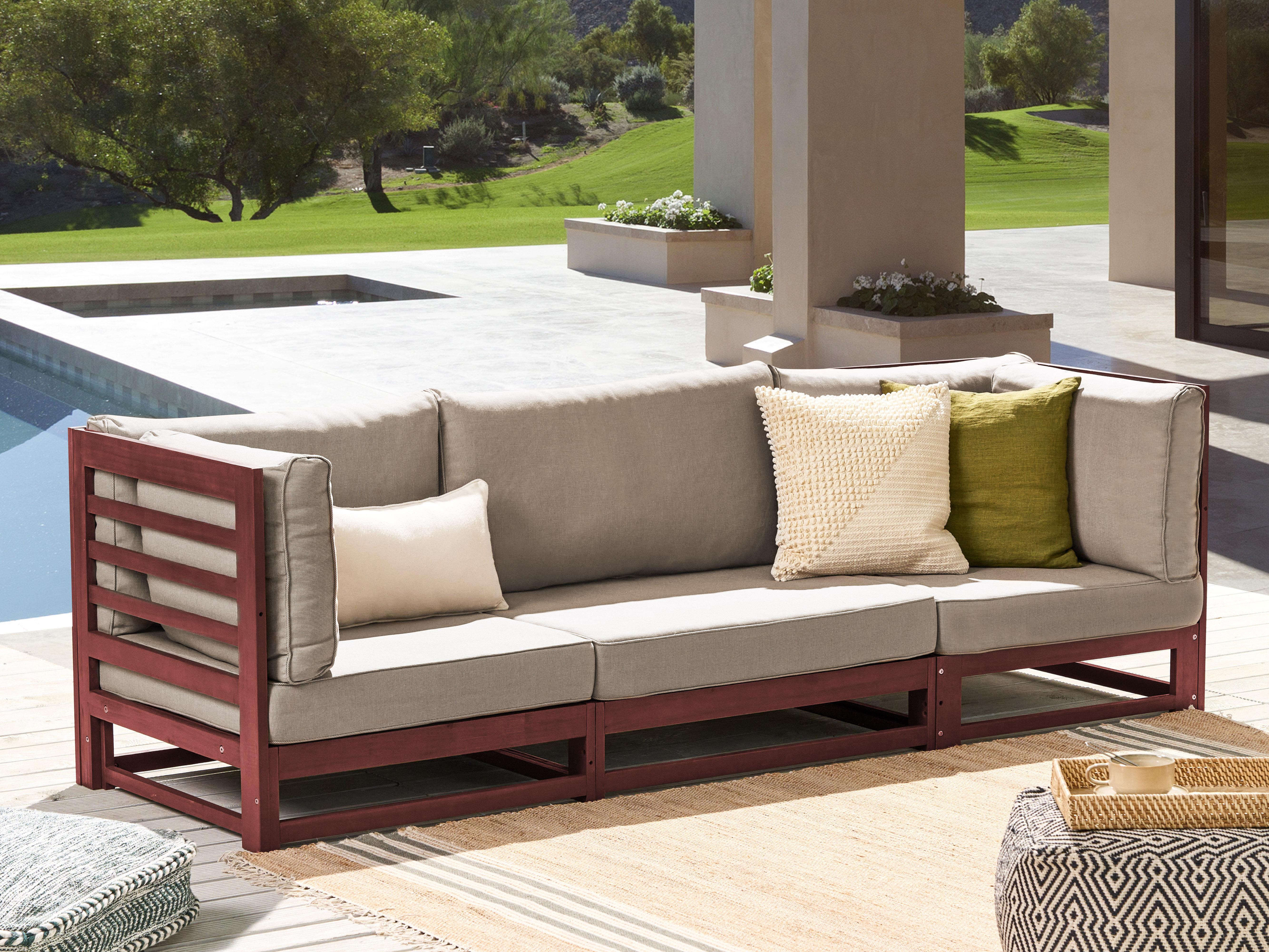 Tuin loungebank 3-zits TRANI modulair Acaciahout Donkerrood