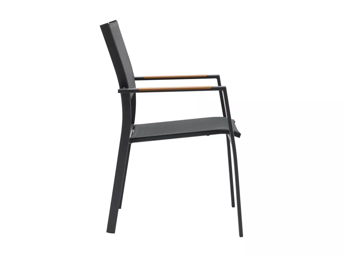 Lot de 2 fauteuils de jardin empilables en aluminimum et textilène - Anthracite - MACILA de MYLIA