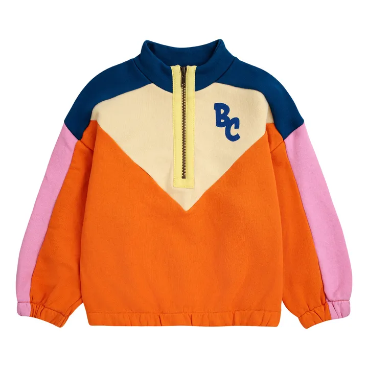 Bobo Choses Pull Coton Bio Color Block | Orange