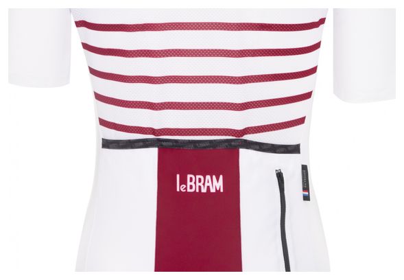 Maillot Manches Courtes Femme LeBram Ventoux Blanc Bordeaux Coupe Ajustée