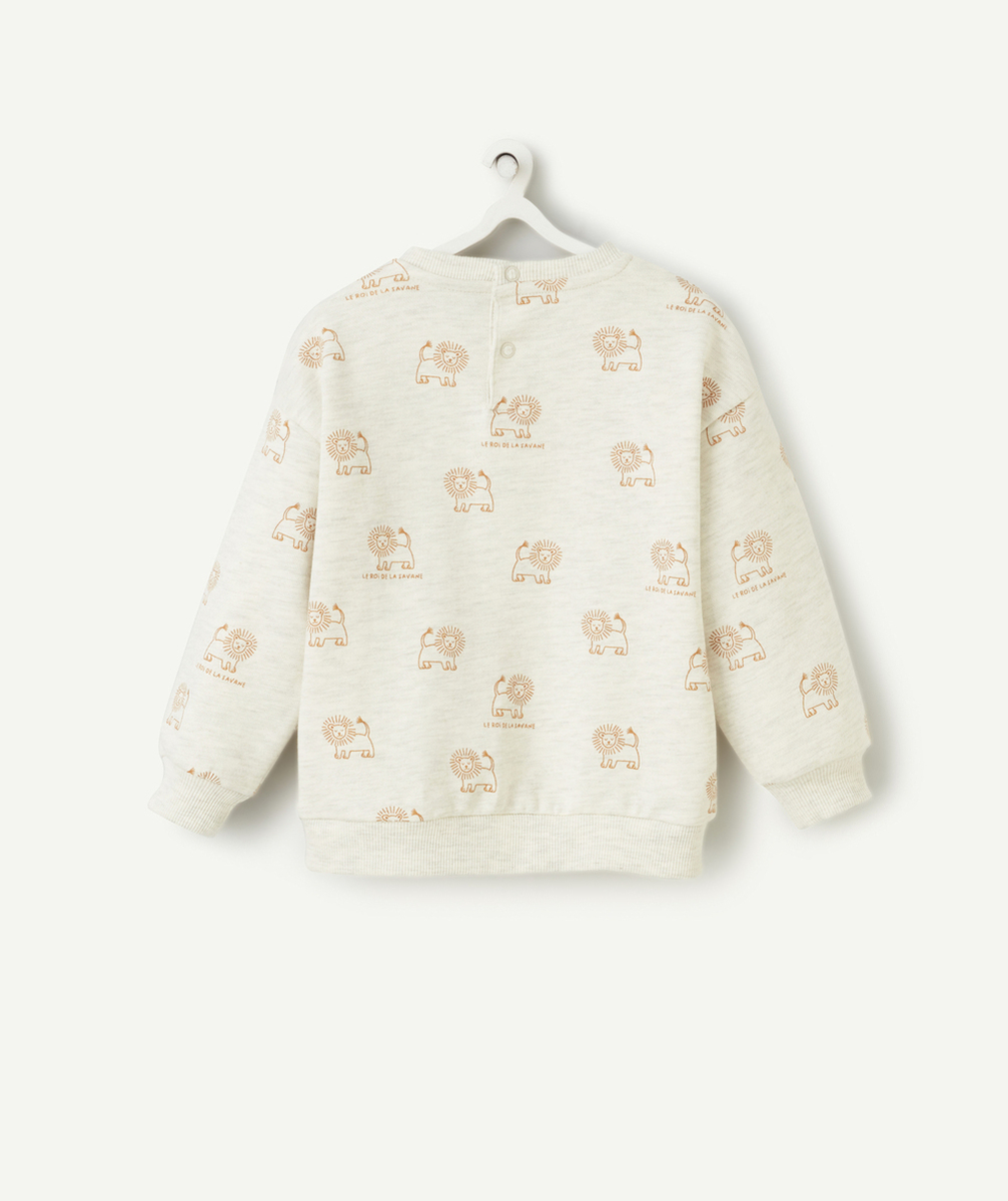 SWEAT MANCHES LONGUES BÉBÉ GARÇON EN COTON BIO GRIS THÈME LION