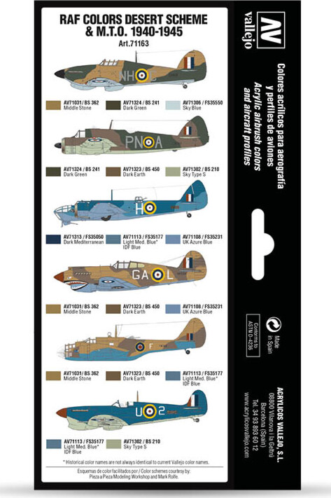 Vallejo - Model Air Maling Sæt - Wwii Raf Desert Colors - 8X17 ML