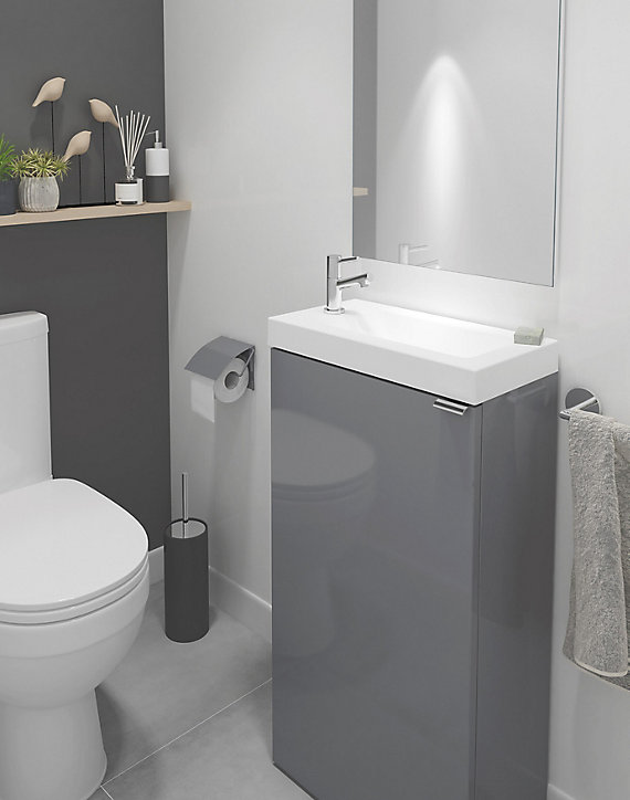 Meuble lave mains à poser GoodHome Imandra gris L.44 x H.79 cm
