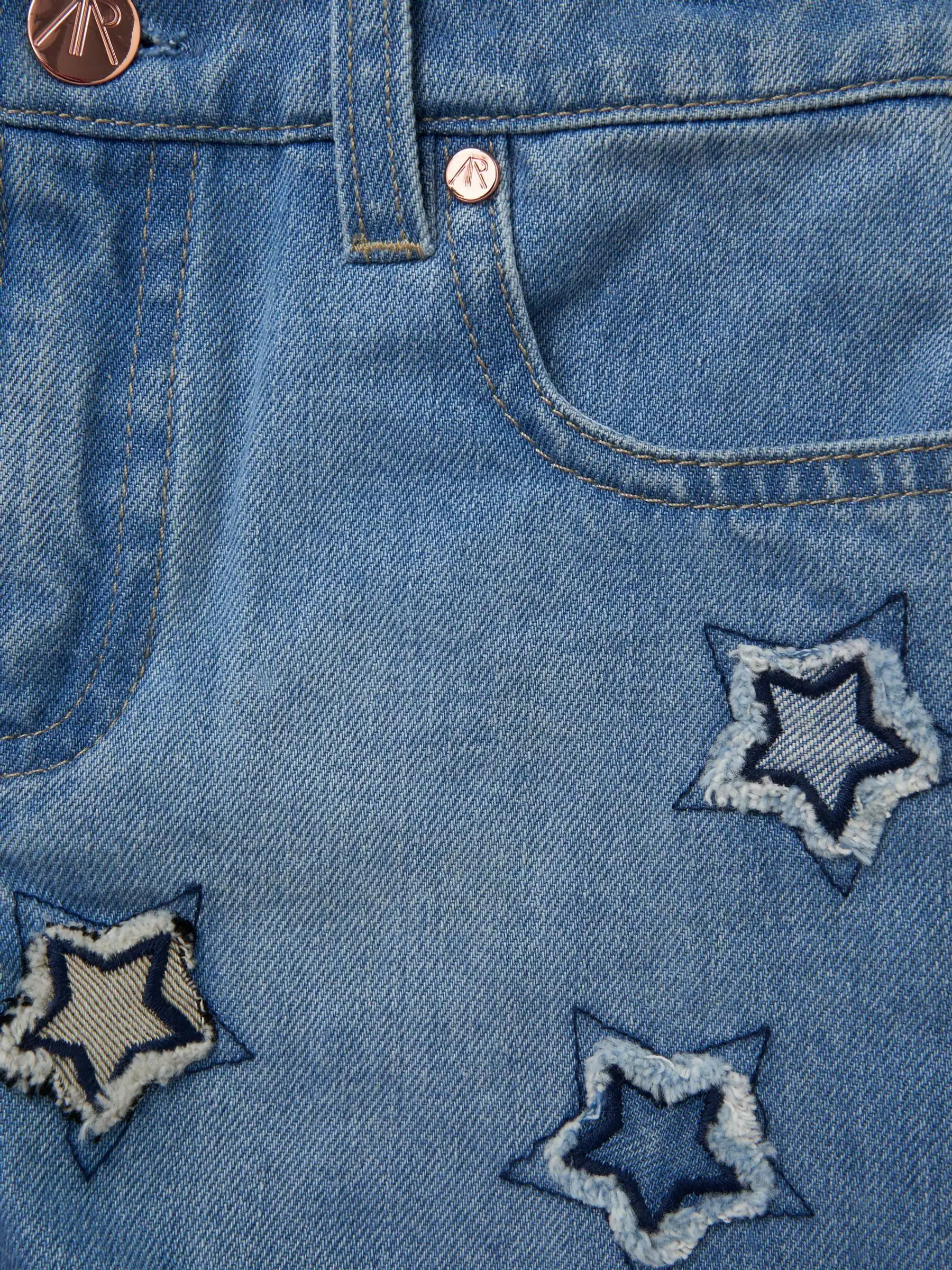 Angel & Rocket Nina Star Applique 100% Cotton Denim Shorts