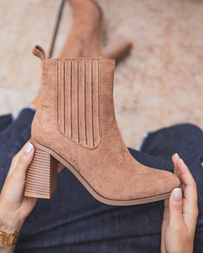 Bottines femme camel à talon - Vénussia
