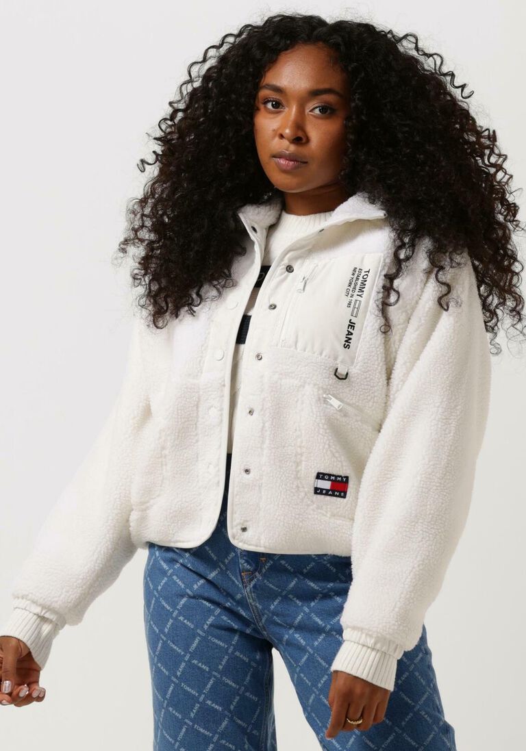 TOMMY JEANS gebroken wit tommy jeans teddy jas tjw reversible sherpa jacket