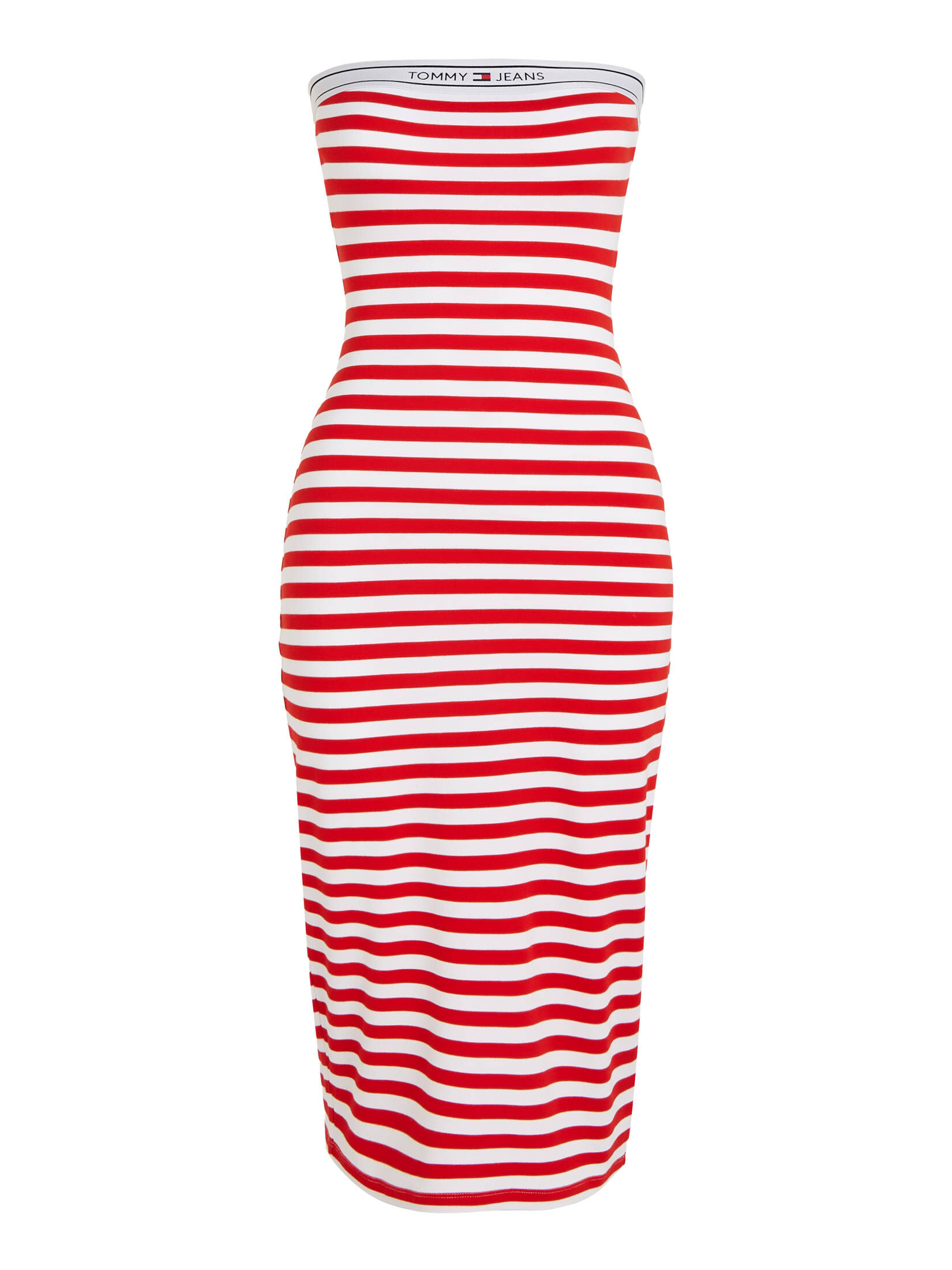Tommy Jeans| Damen Sommerkleid TJW LOGO TAPE STRIPE TUBE DRESS schulterfrei