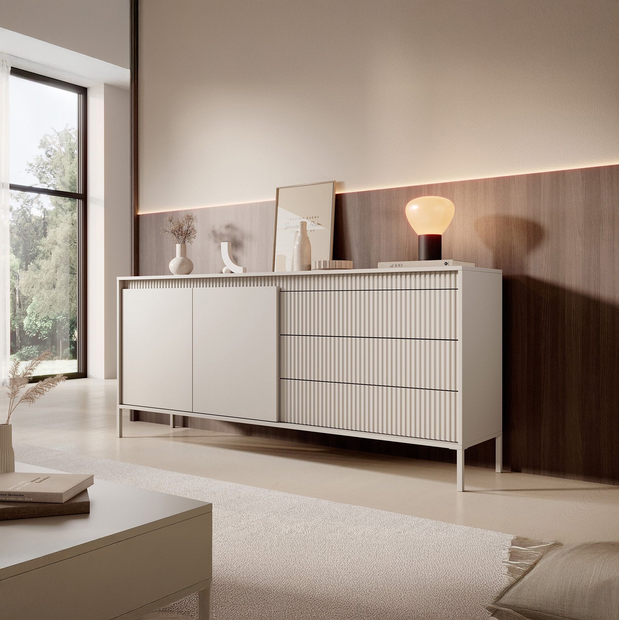 Meubella - Dressoir Saran - Beige - 187 cm