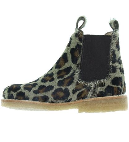Angulus Stiefel - Chelsea - Khaki Leopard m. Pelz