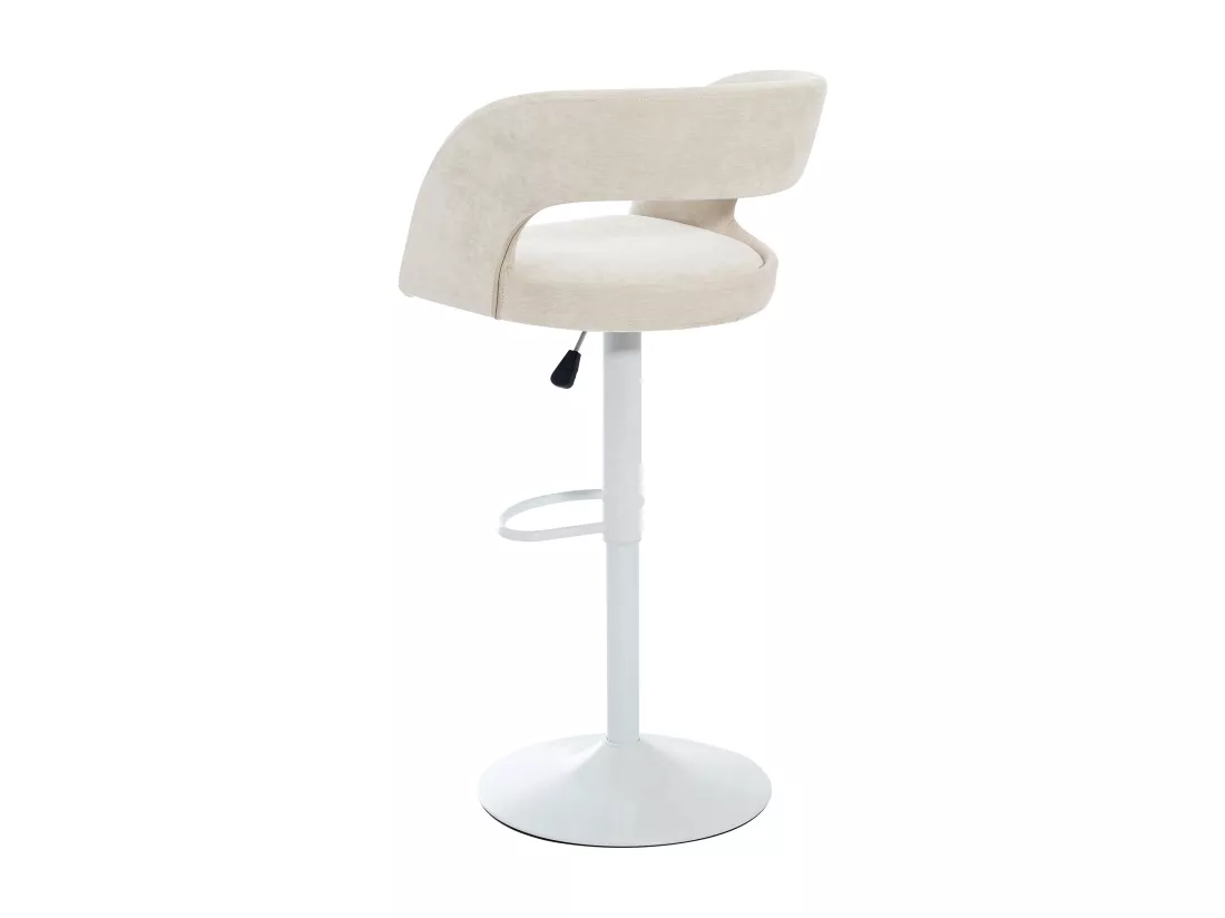 Lot de 2 tabourets de bar en tissu et métal blanc - Hauteur réglable - Crème - LAJUNIA