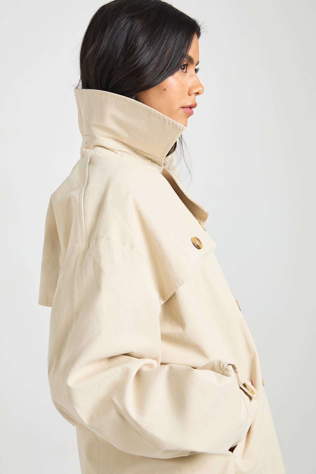 boohoo Trench Court à Manches Bouffantes