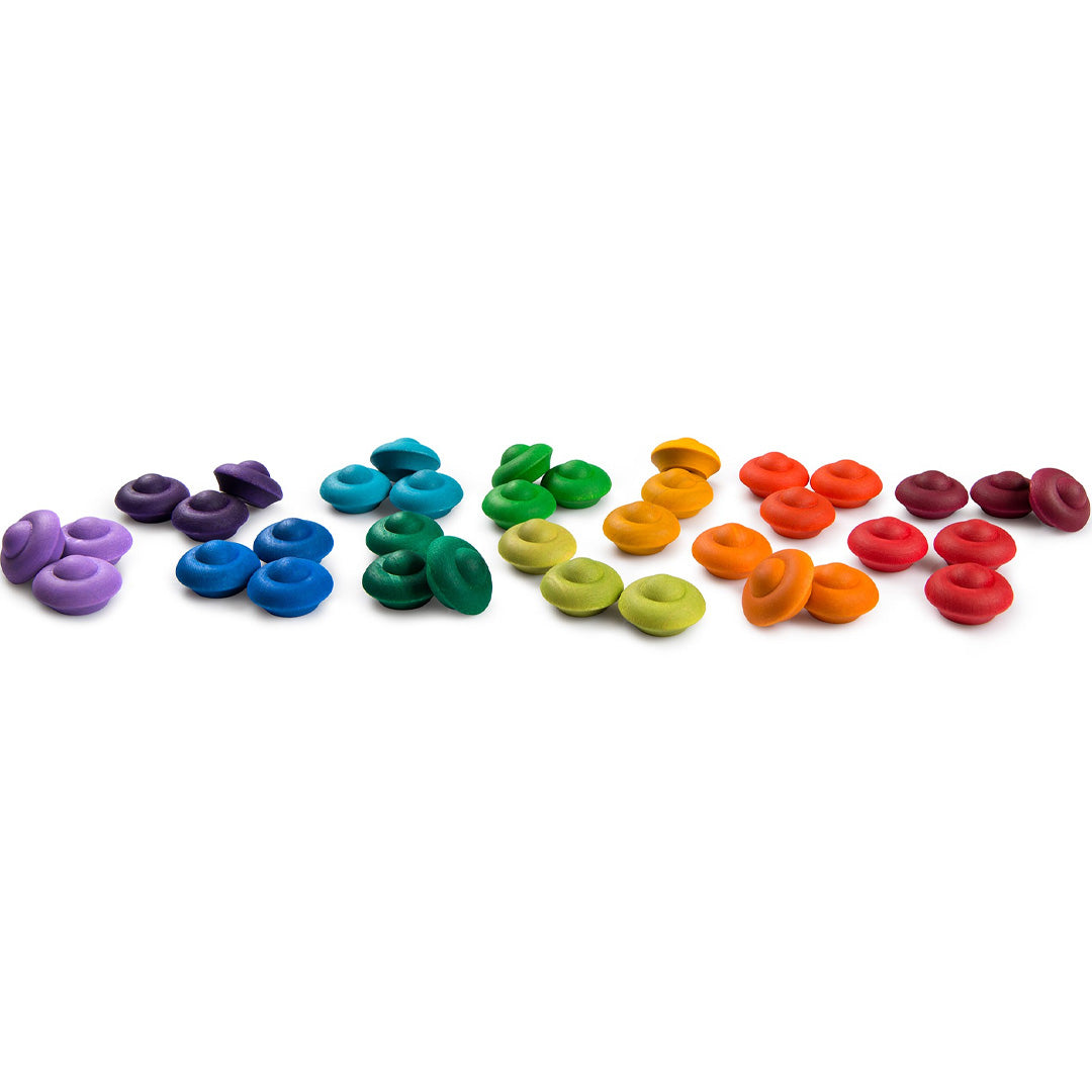grapat houten bloemen - regenboog - 36st