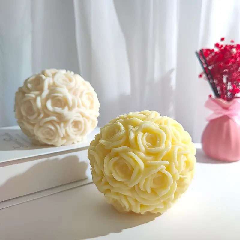 (Ø57mm) Silikon Kugel Form DIY Wachs Kerzen Giessen - Rosen