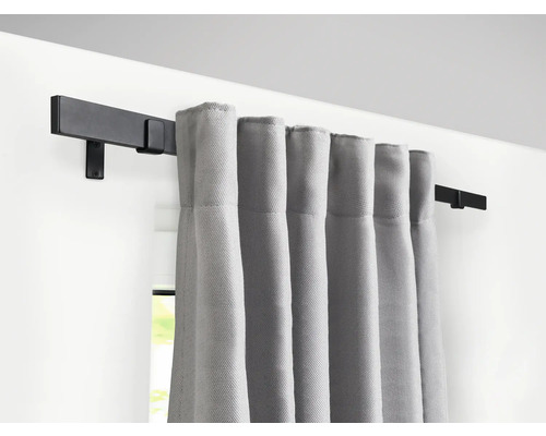 Uitschuifbare gordijnroedeset, staand, zwart, 120-210 cm, Ø 27/31 mm