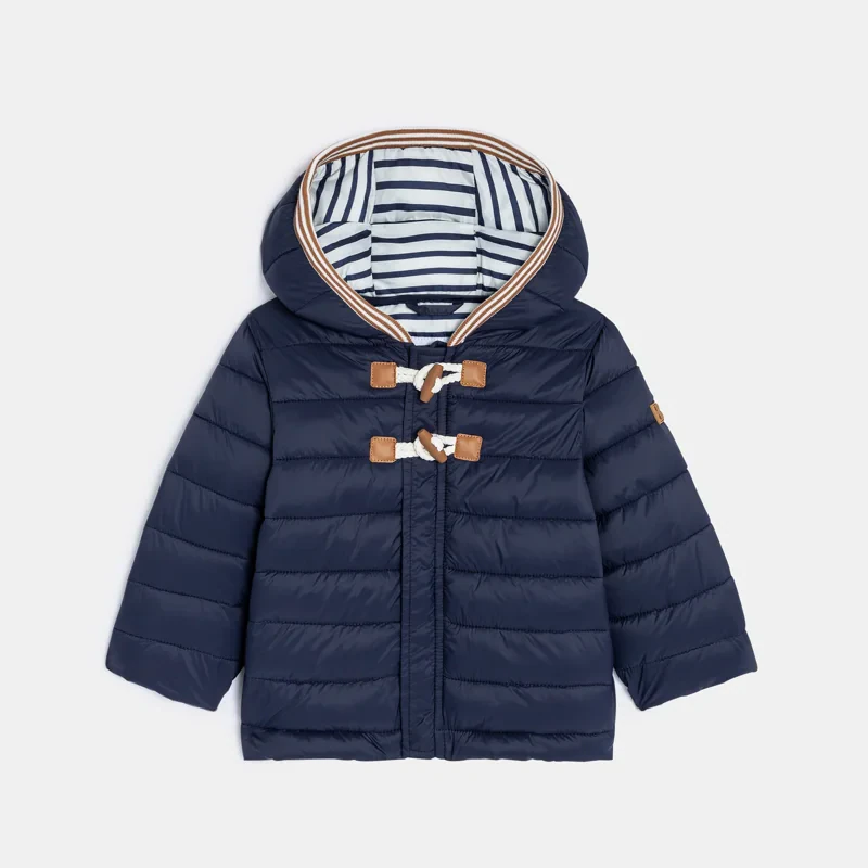 Doudoune à capuche zippée bleu bébé garçon Bleu