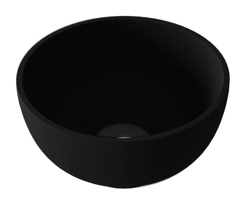 Sjithouse Furniture Ice ronde waskom 20cm solid surface mat zwart