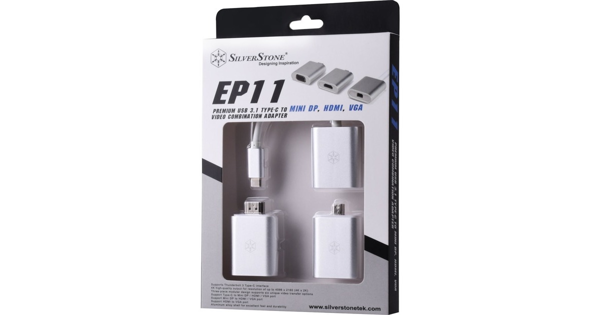 SilverStoneEP11S USB hub adapter  (Aluminium/wit)