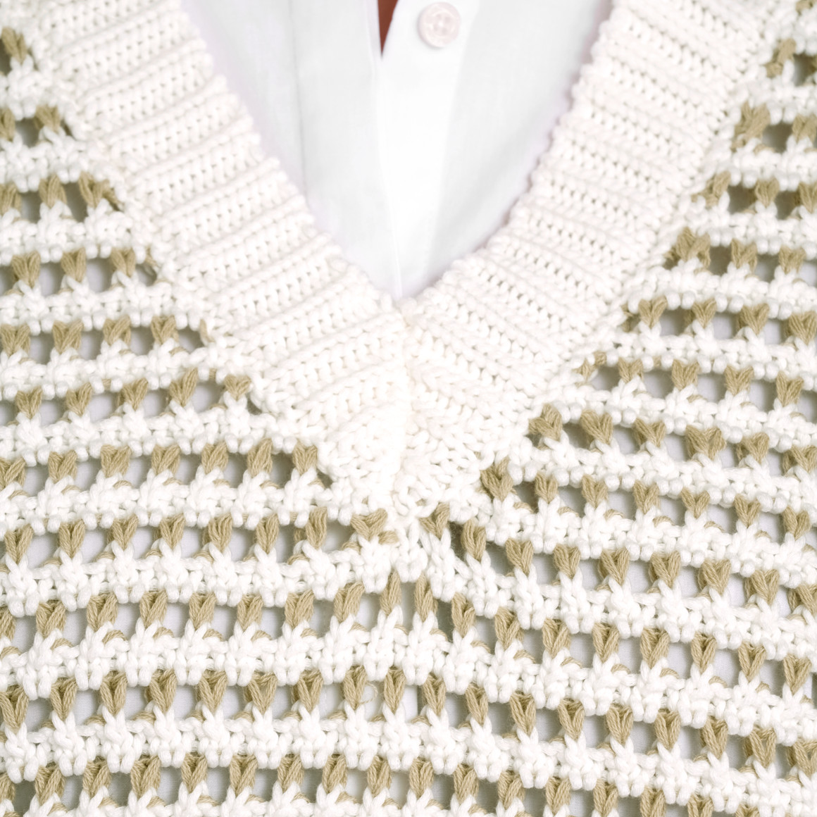 Gina Benotti Damen Pullunder aus Lochstrick cremeweiss / beige