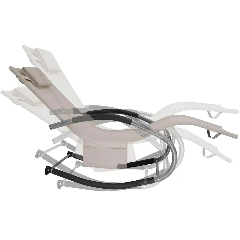 tectake Ligstoel Taya, ergonomisch, schommelfunctie, Beige