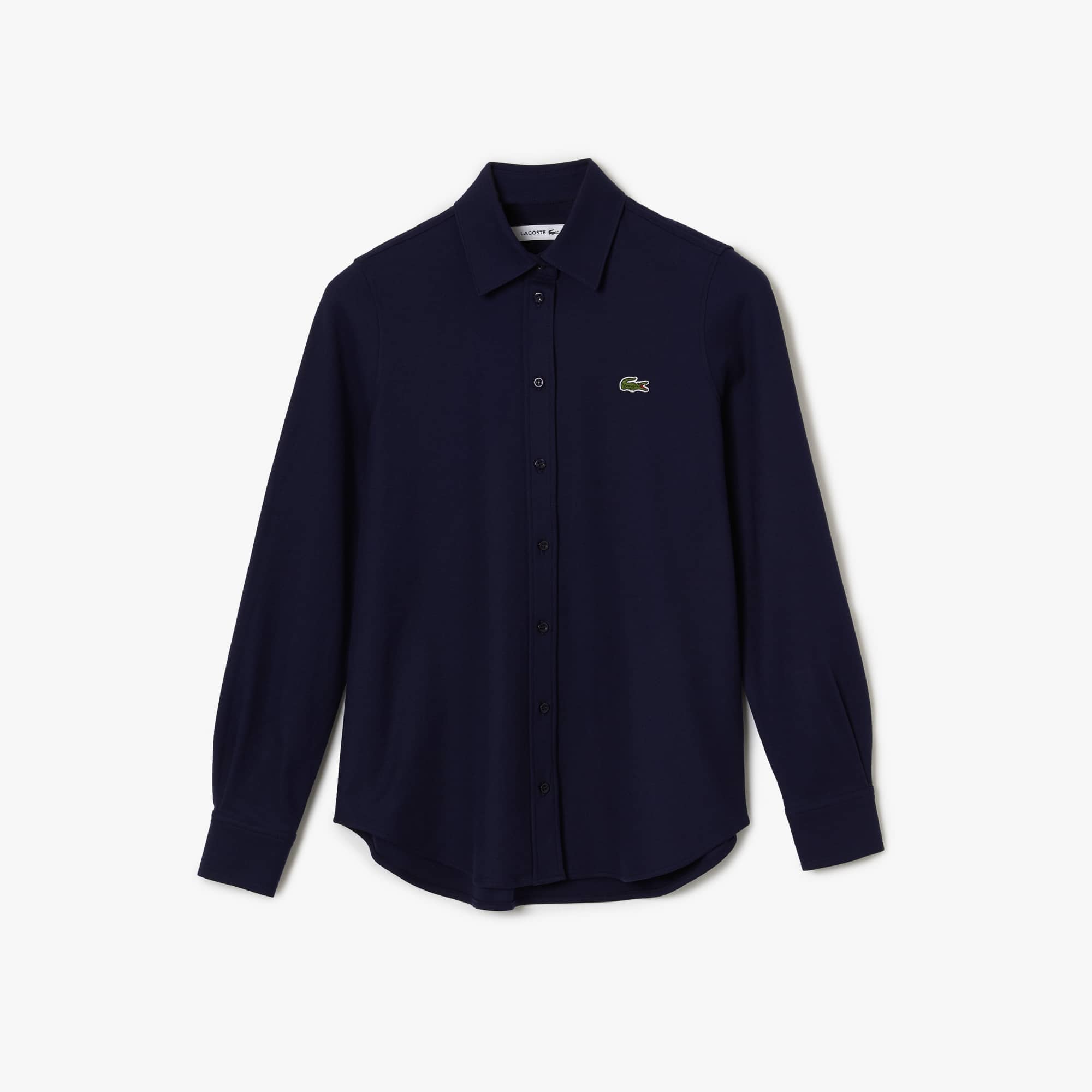 Chemise femme à col français Lacoste en piqué de coton Chemises & Hauts - Bleu - Lacoste - Femme