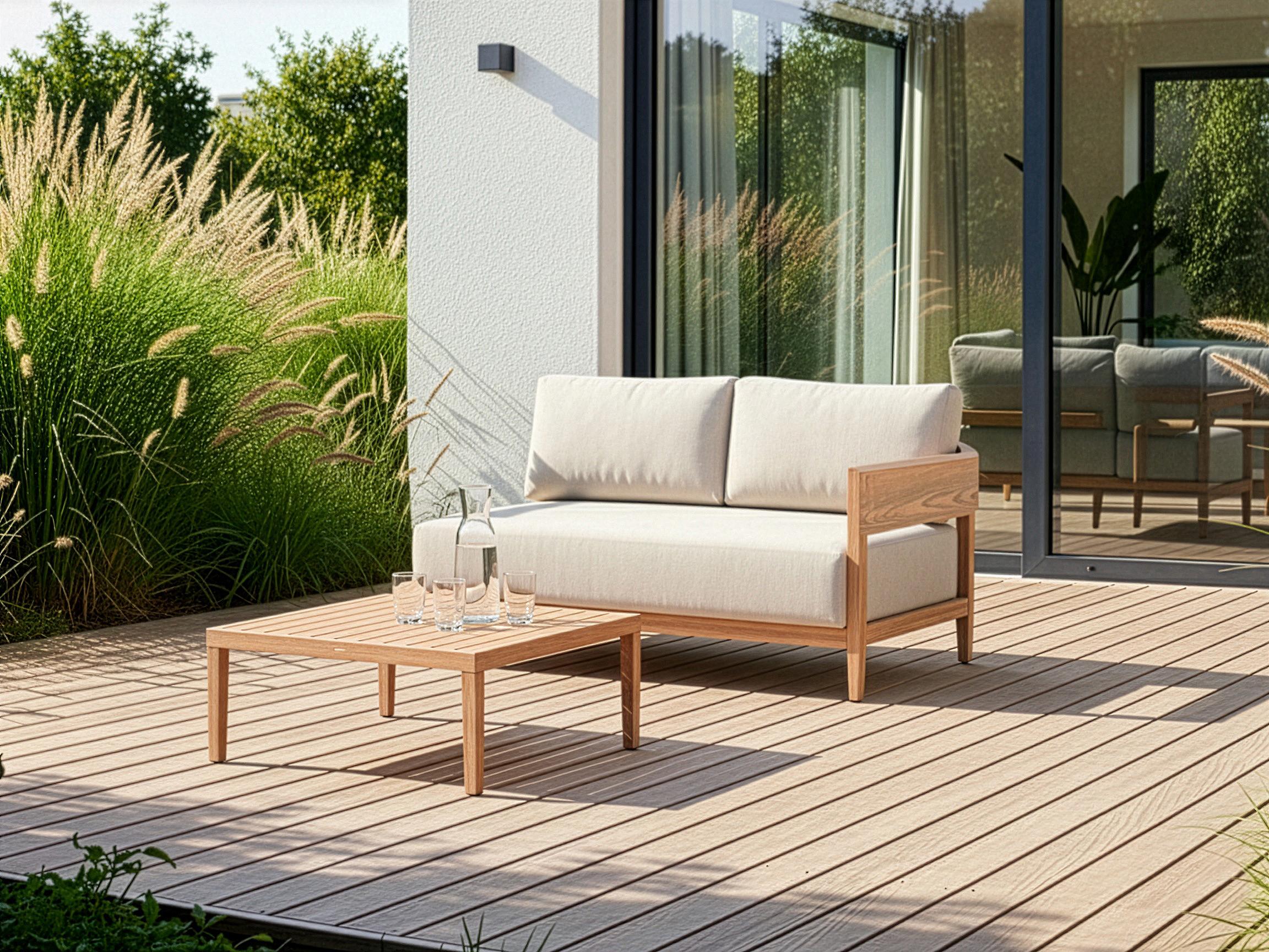 Tuinbank met tafel 2-zits SAMPIERI Metaal Lichtbruin
