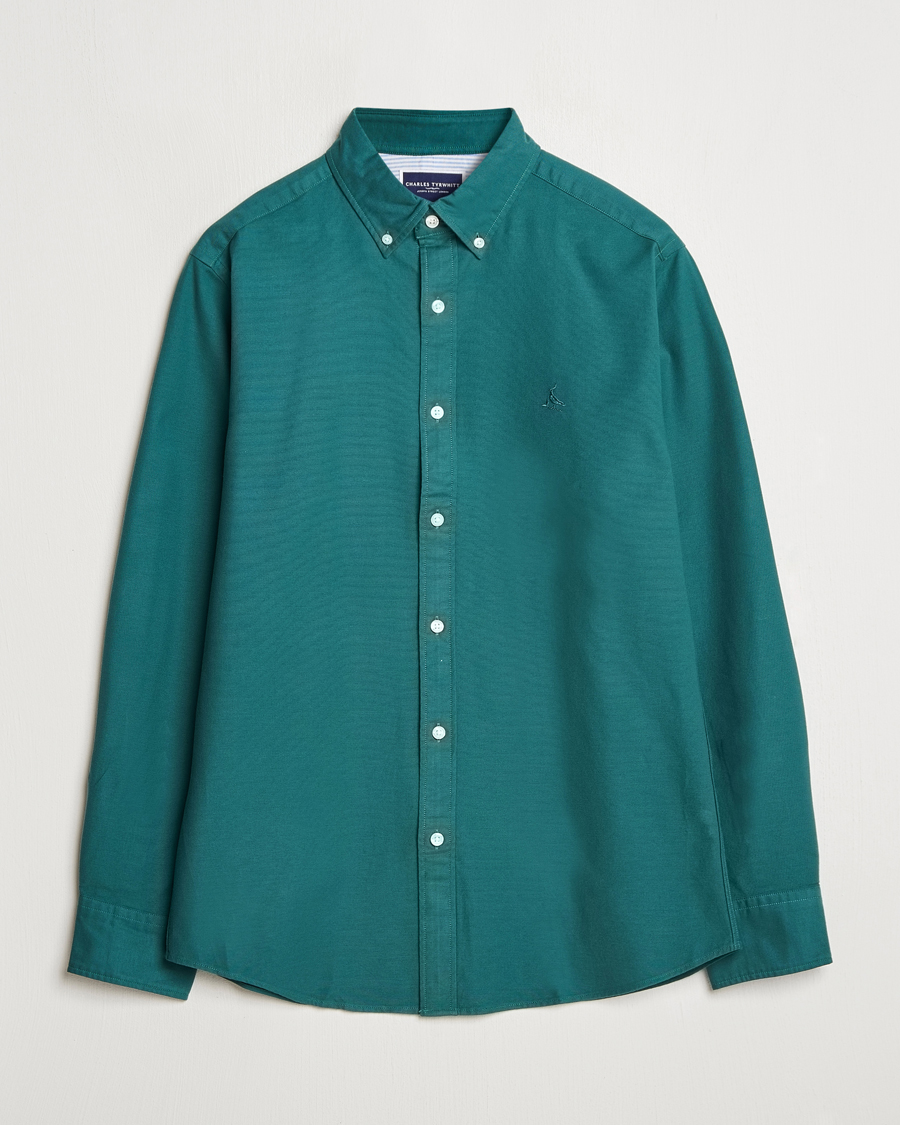 Charles Tyrwhitt Button Down Stretch Oxford Shirt Teal Green