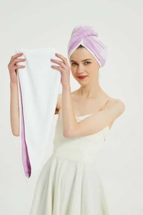 Shelas Tosidig Turban Towel Purple/White