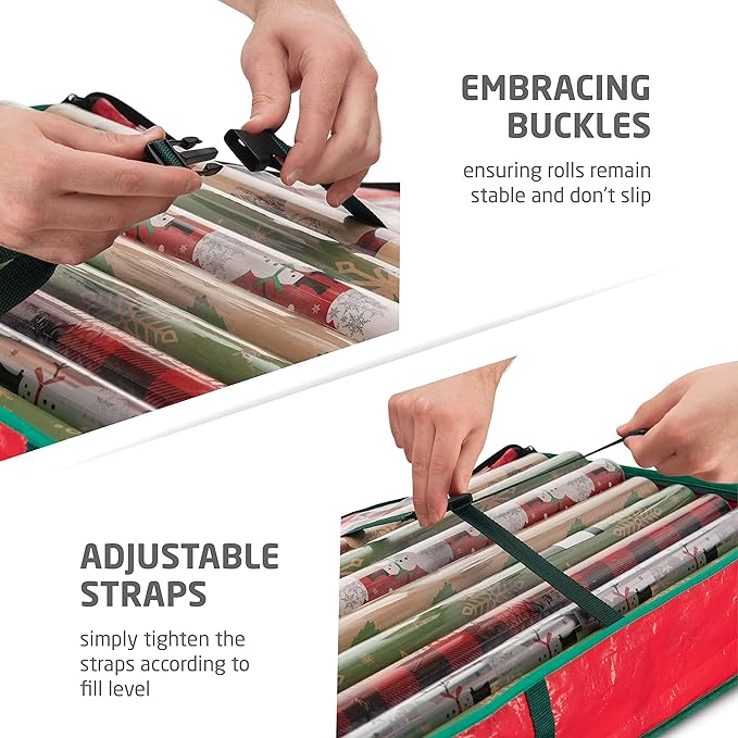 (102x35cm) Geschenkpapier Aufbewahrungs Tasche Geschenk Verpackungs Organizer - Rot