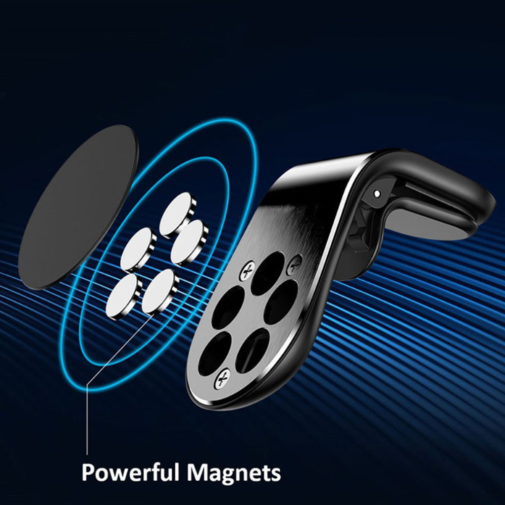 Magnetische Alu Smartphone Halterung Auto KFZ für Air Frame Lüftungsgitter - Silber