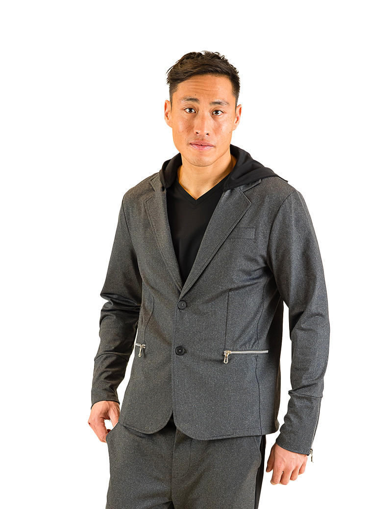 HBT URBAN | ANDY CAPUCHE VESTE HOMME GRIS CHINÉ/NOIR
