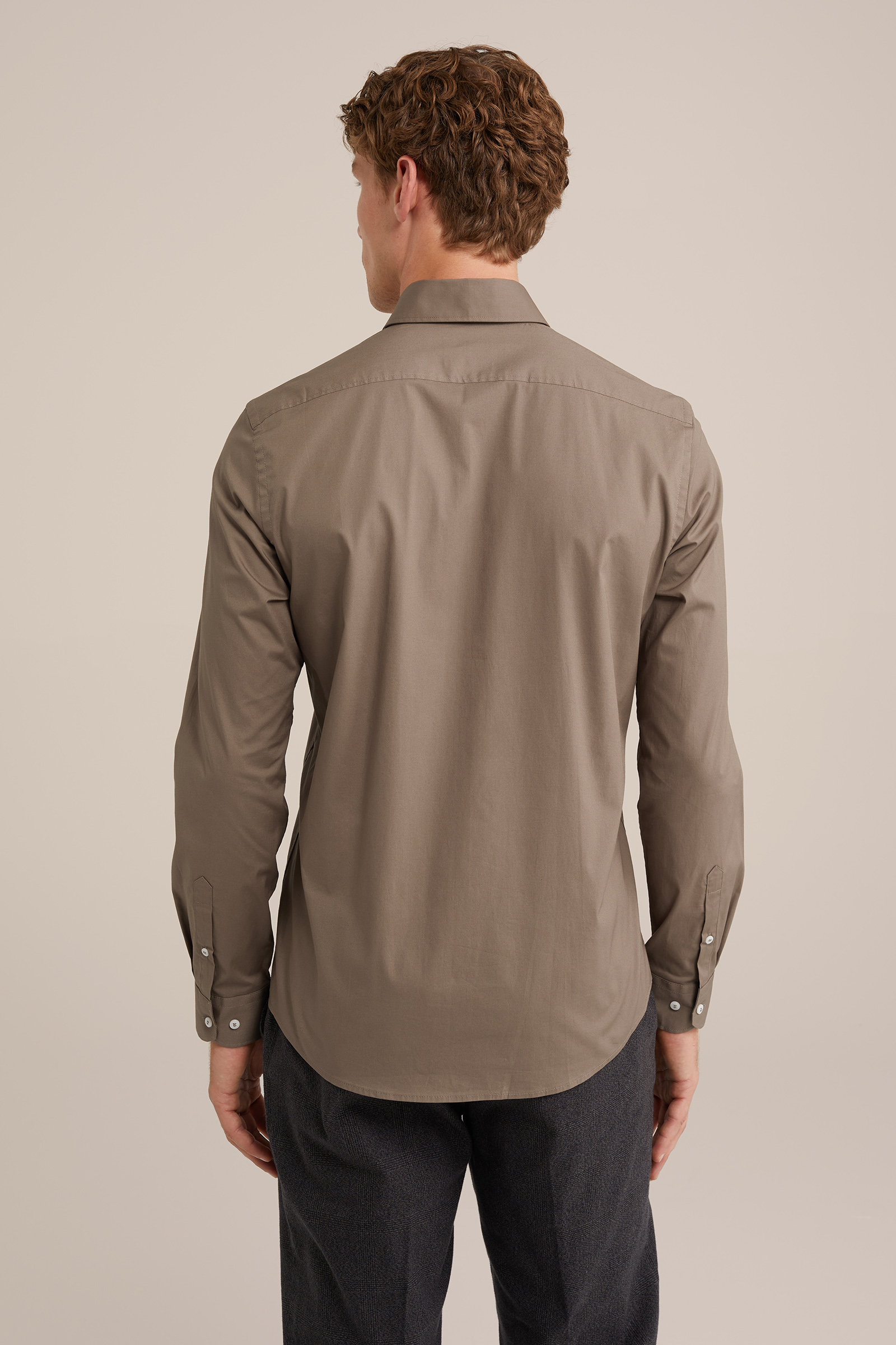 anti-odour overhemd met stretch Fundamentals Kaneelbruin