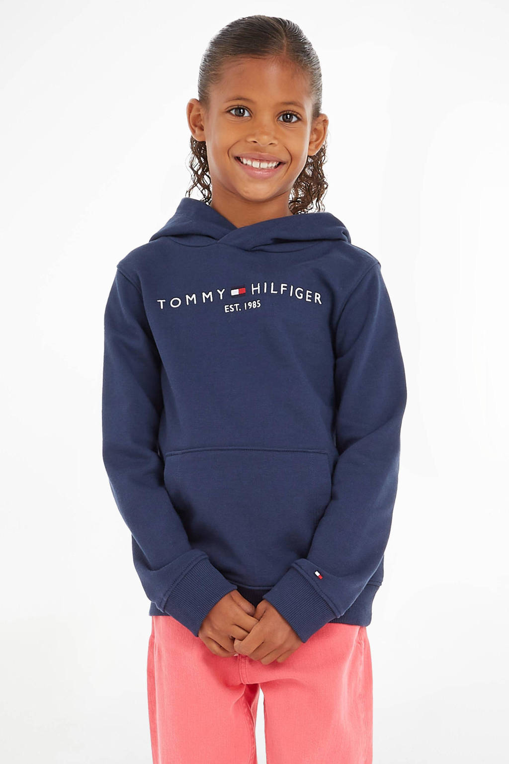Tommy Hilfiger unisex hoodie met logo donkerblauw
