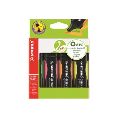 STABILO GREEN BOSS - Pack de 4 surligneurs - couleurs assorties