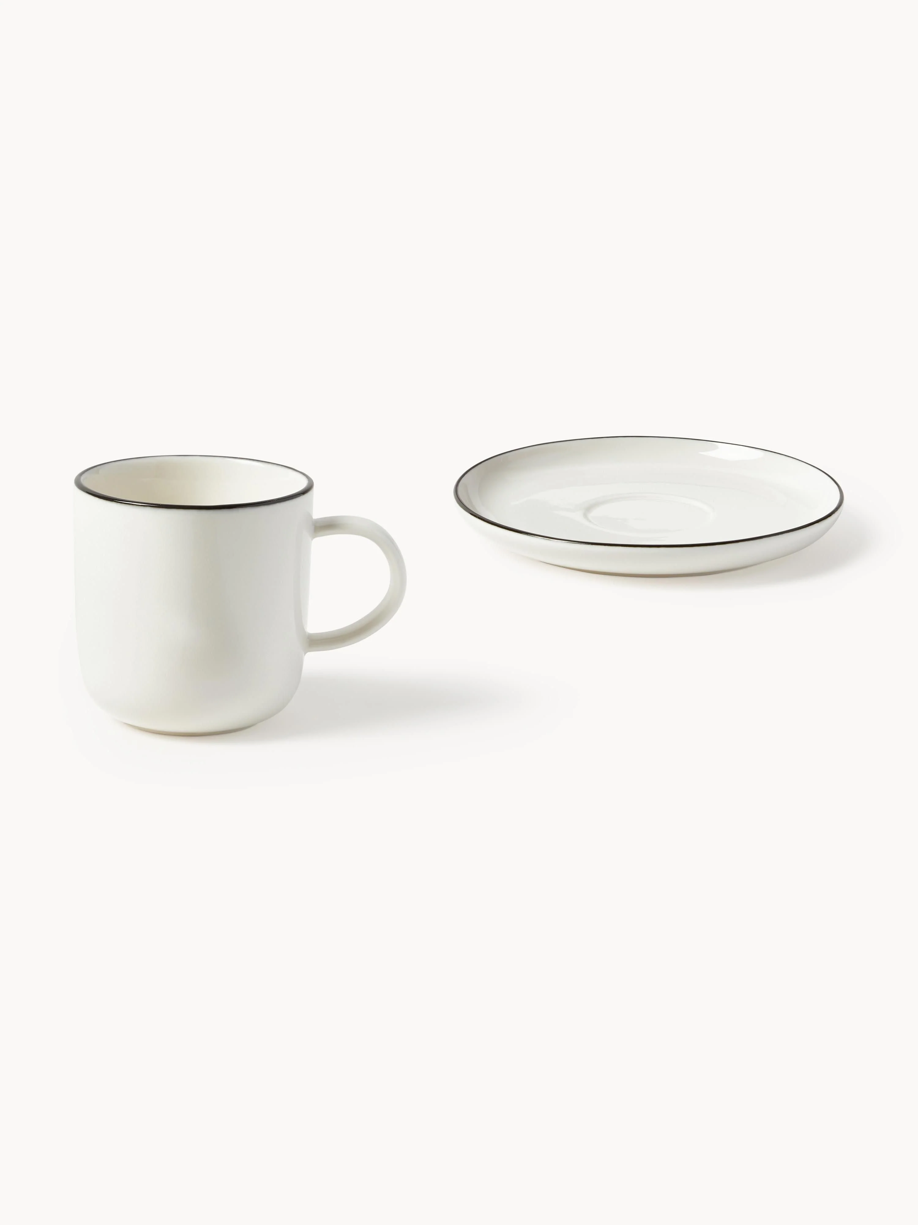 Porseleinen koffiekopjes Facile met schotels, 2 stuks