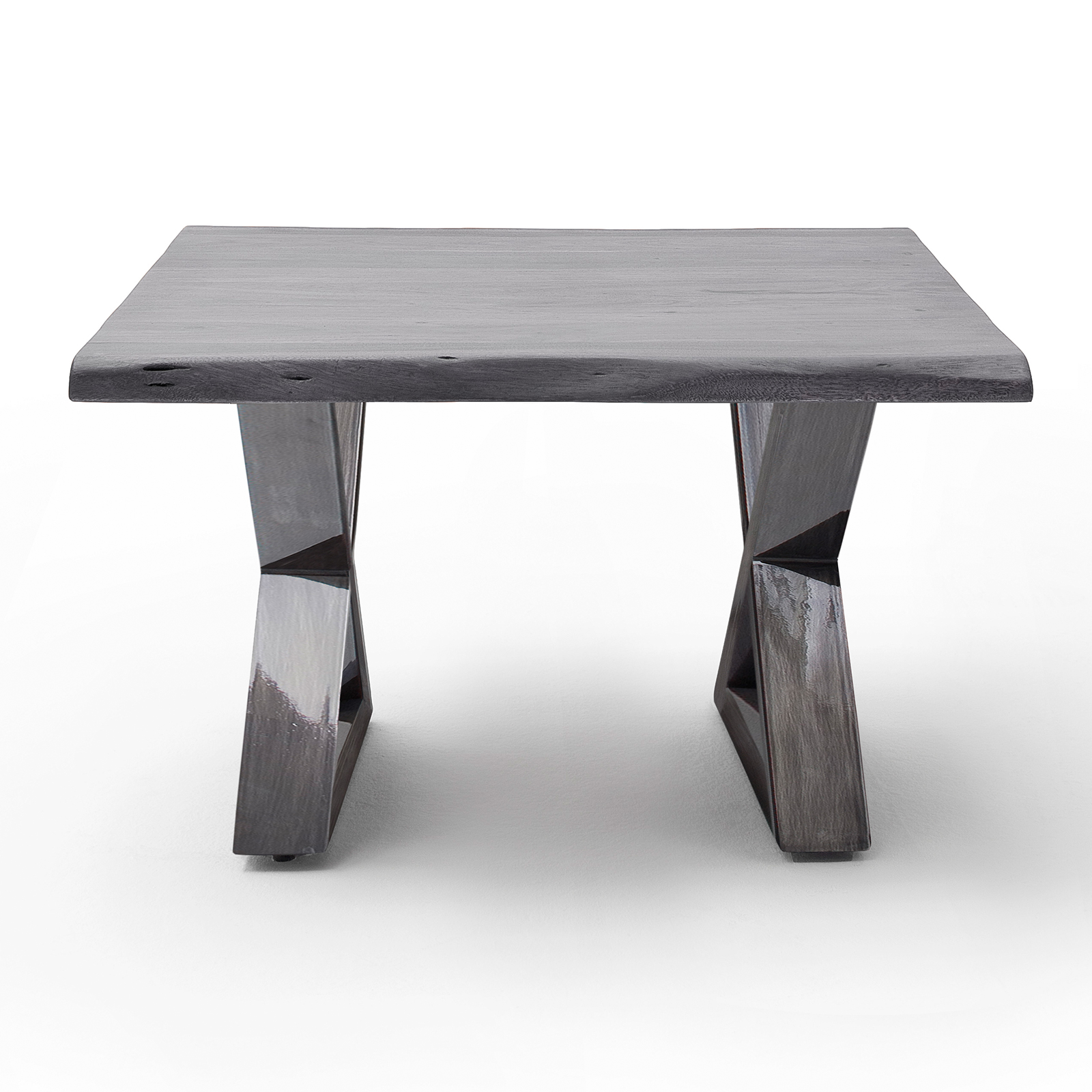 Couchtisch CARTAGENA - Akazie grau-antikgrau - X-Gestell - 75x75 cm