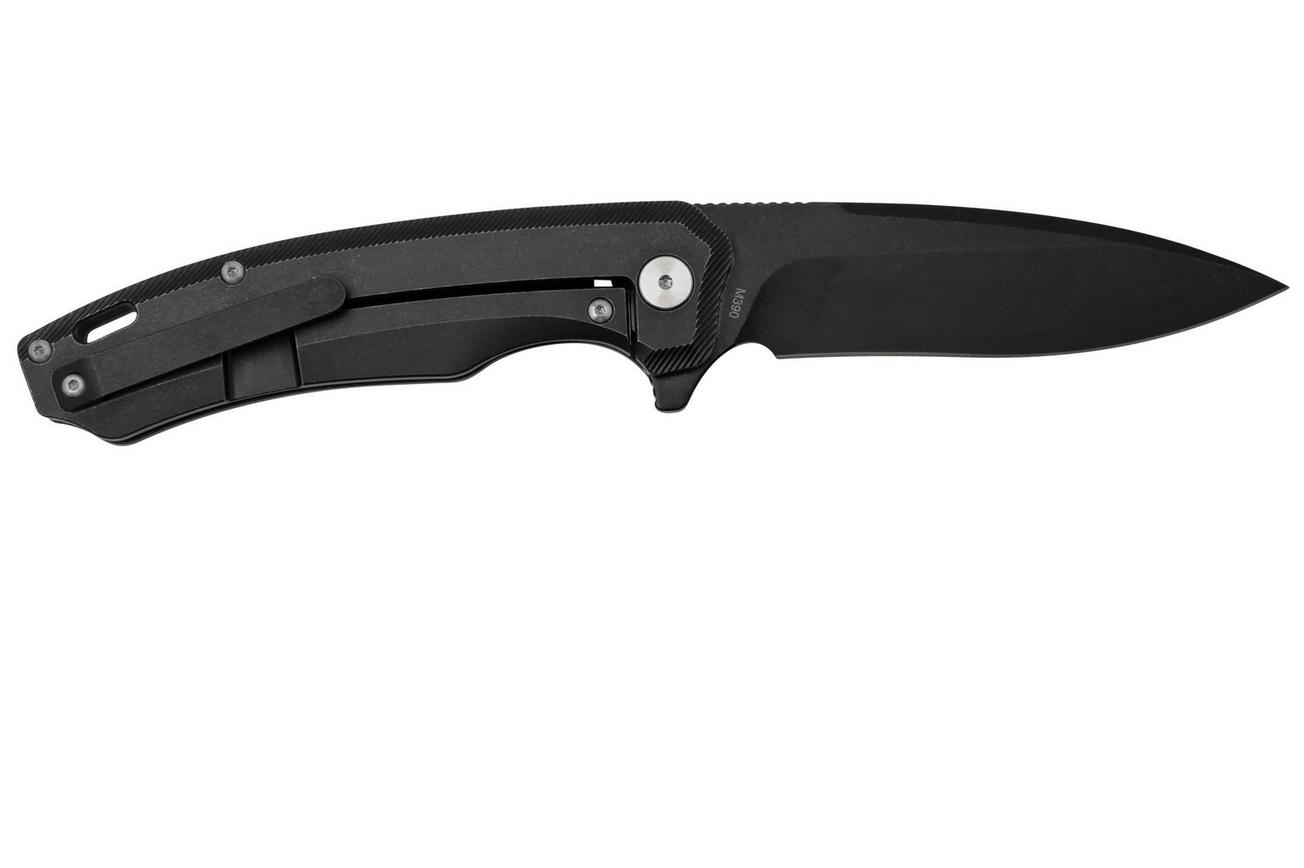 QSP Knife Woodpecker QS116-D2II Blackwashed, Black Titanium, zakmes