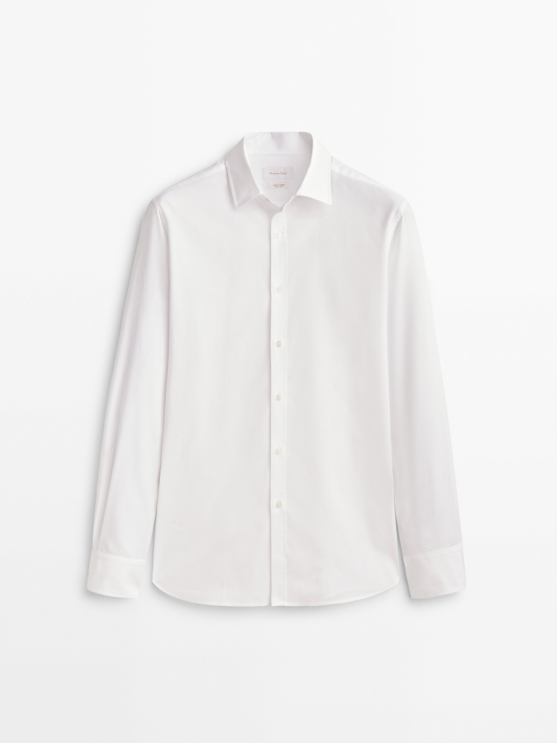 Camisa de algodão texturizado com modelagem slim fit - BRANCA