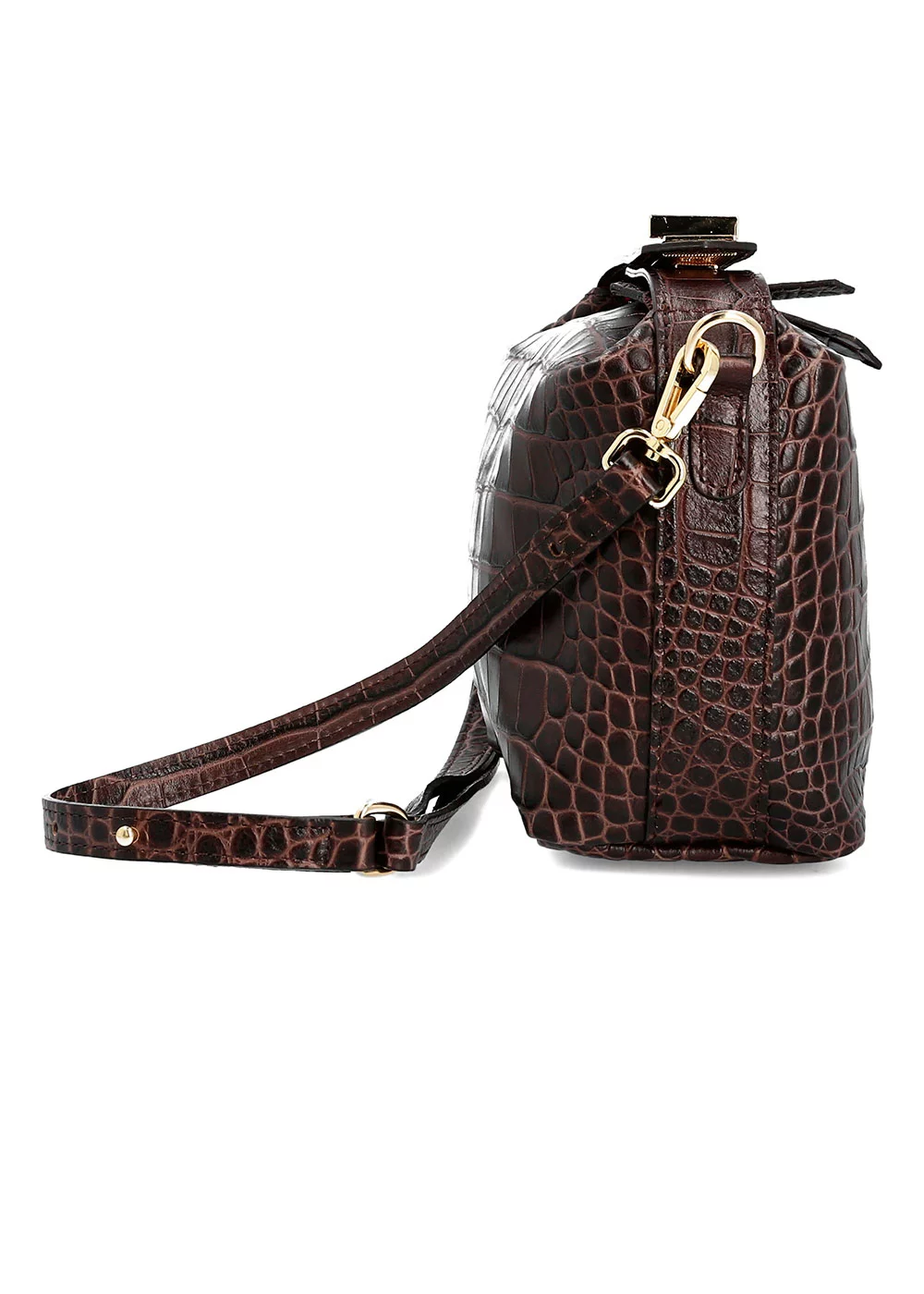 MINI SAC FERMOIR WILLIS CROCO MARRON